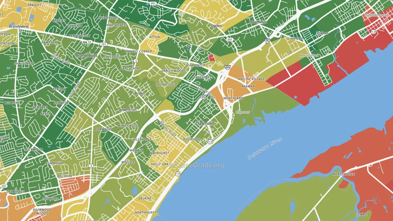Claymont, DE Map of Arson Rates