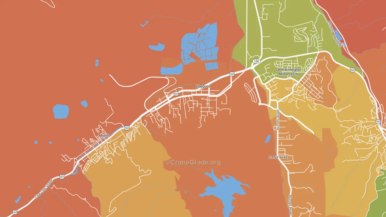 Claypool, AZ Map of Arson Rates