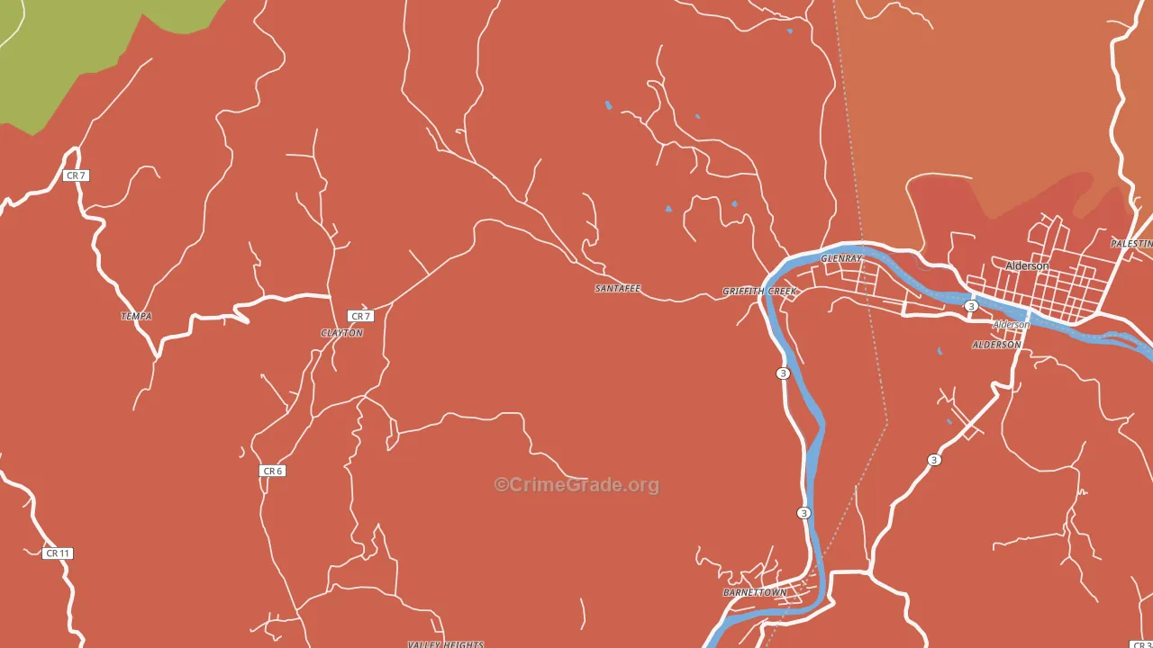Clayton, WV Map of Arson Rates