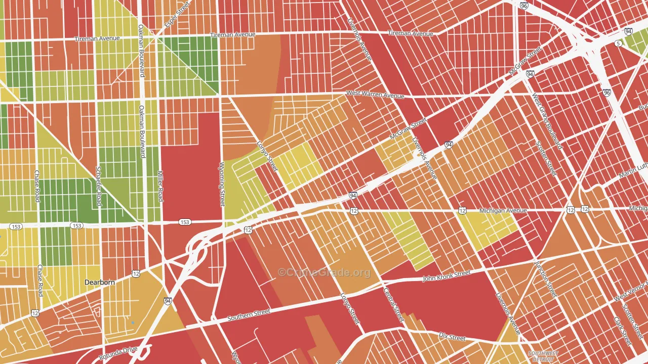 Claytown, Detroit, MI Map of Arson Rates