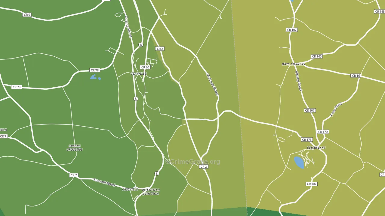 Clayville, NY Map of Arson Rates