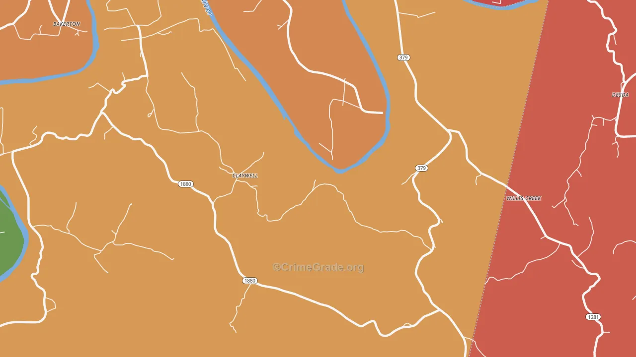 Claywell, KY Map of Arson Rates