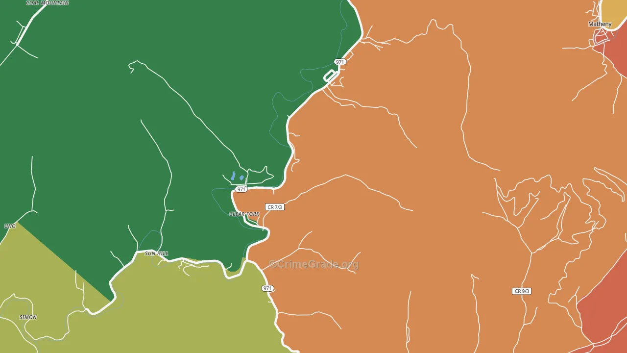 Clear Fork, WV Map of Arson Rates