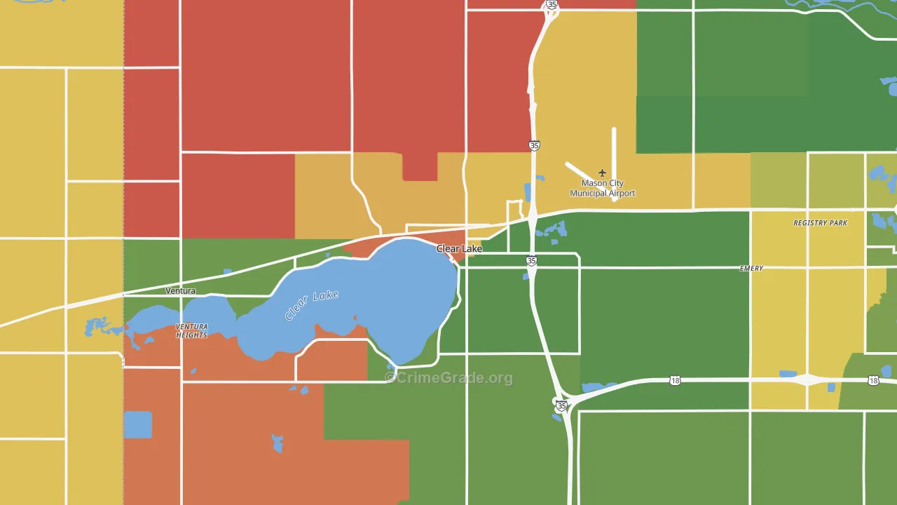 Clear Lake, IA Map of Arson Rates
