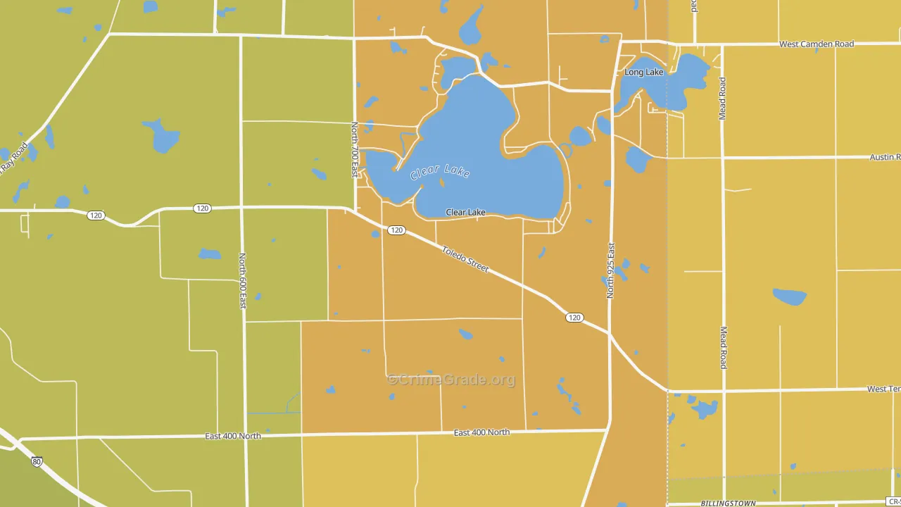 Clear Lake, IN Map of Arson Rates