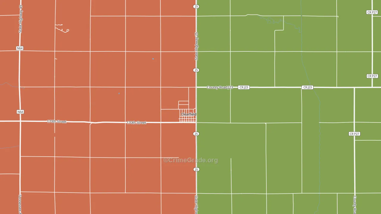 Clearfield, IA Map of Arson Rates