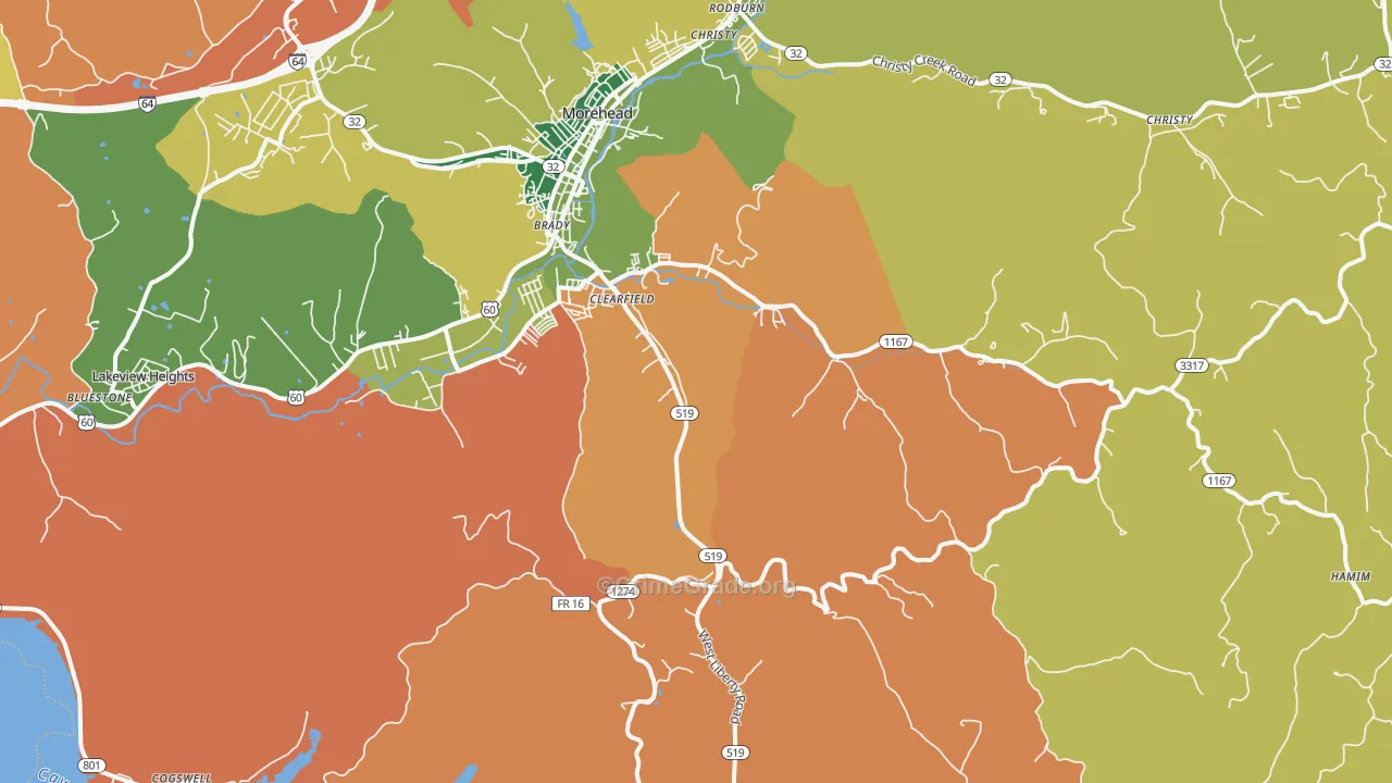 Clearfield, KY Map of Arson Rates