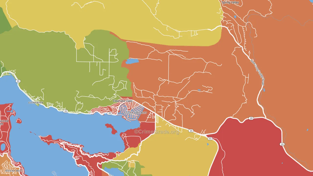 Clearlake Oaks, CA Map of Arson Rates