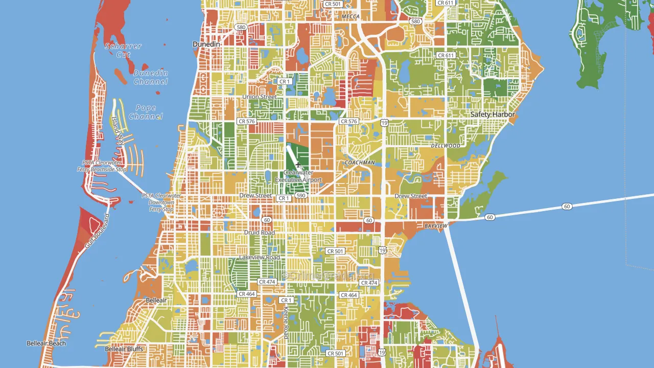 Clearwater, FL Map of Arson Rates