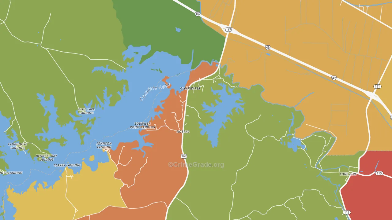 Clearwater, LA Map of Arson Rates