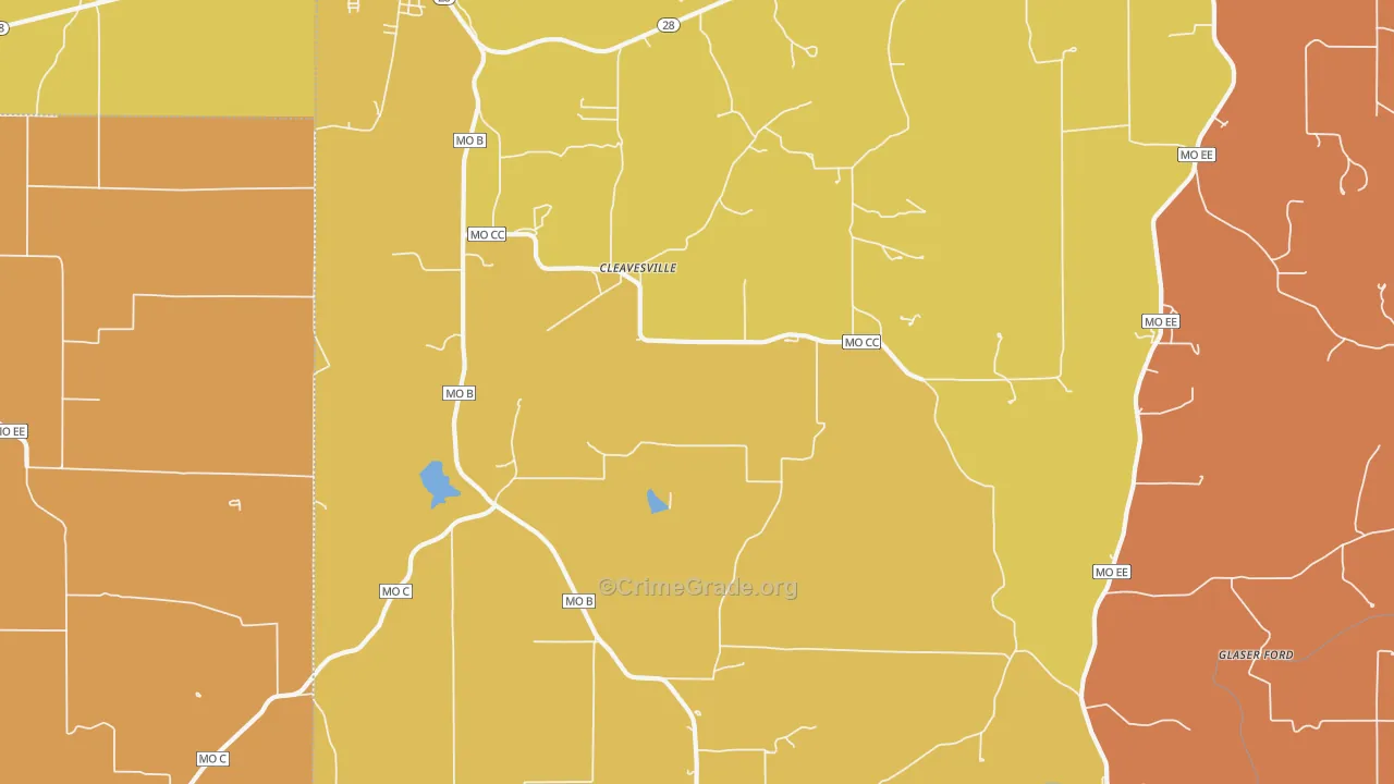 Cleavesville, MO Map of Arson Rates