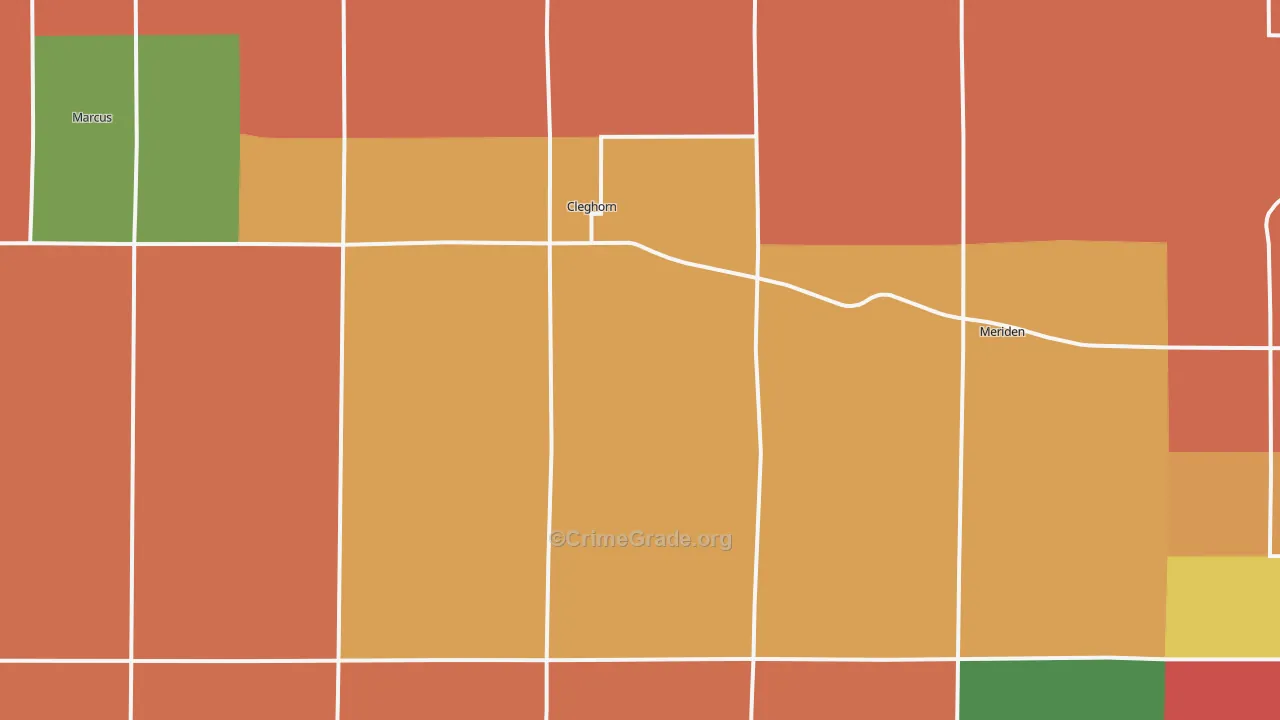 Cleghorn, IA Map of Arson Rates
