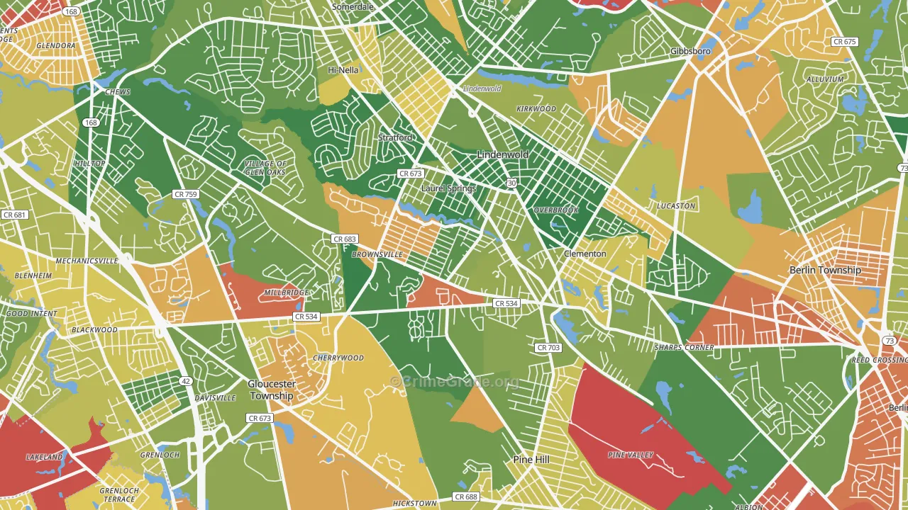 Clementon, NJ Map of Arson Rates