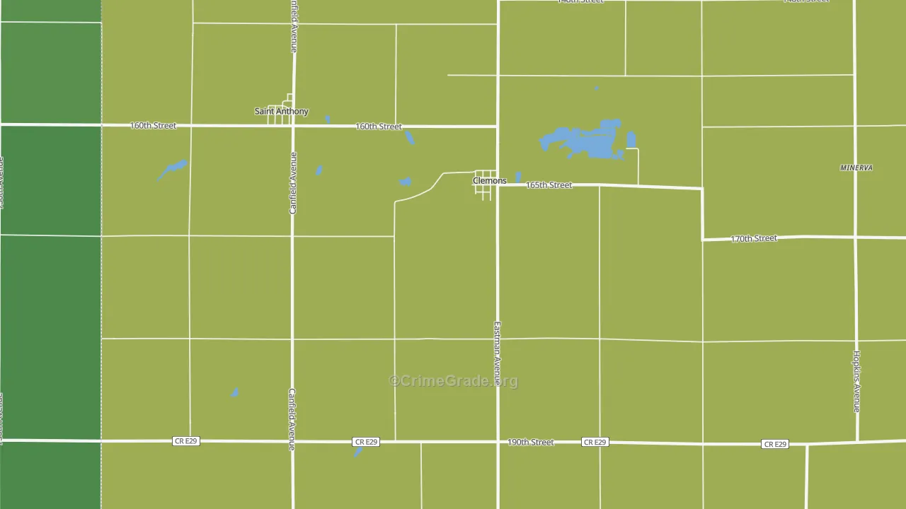Clemons, IA Map of Arson Rates