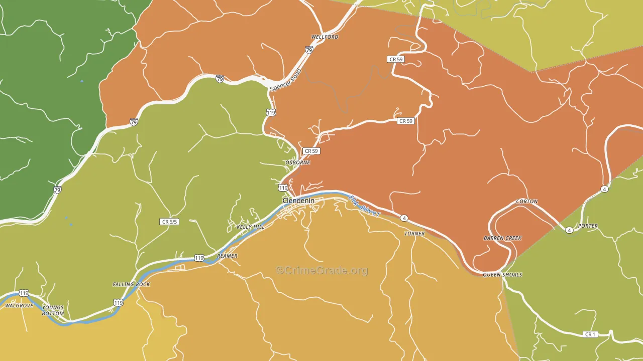 Clendenin, WV Map of Arson Rates