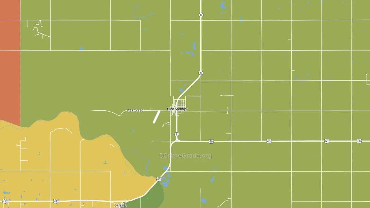 Cleo Springs, OK Map of Arson Rates
