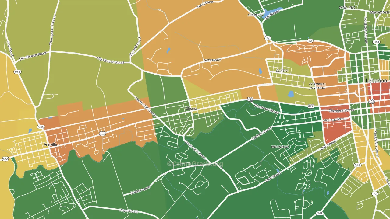 Cleona, PA Map of Arson Rates