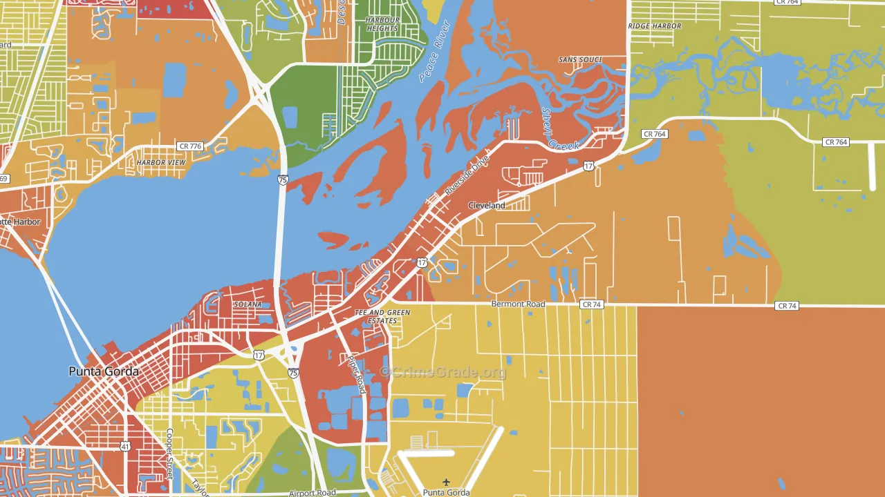 Cleveland, FL Map of Arson Rates
