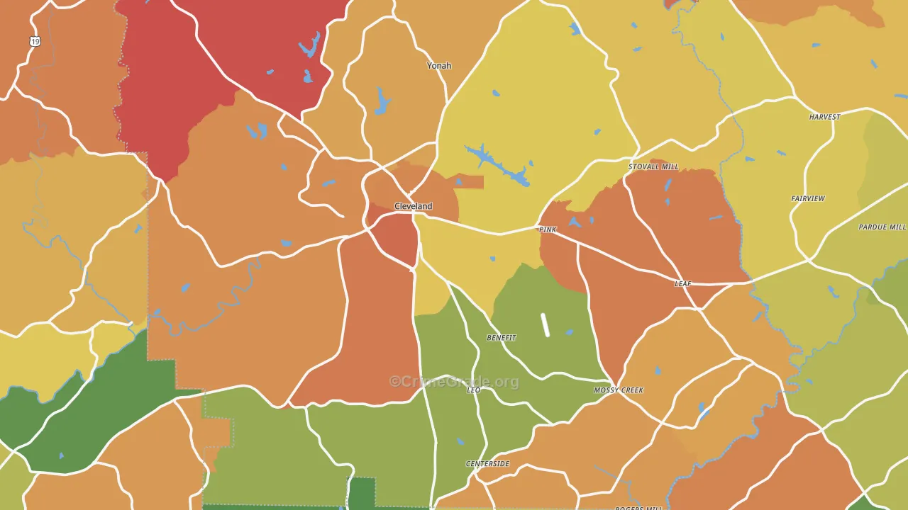 Cleveland, GA Map of Arson Rates