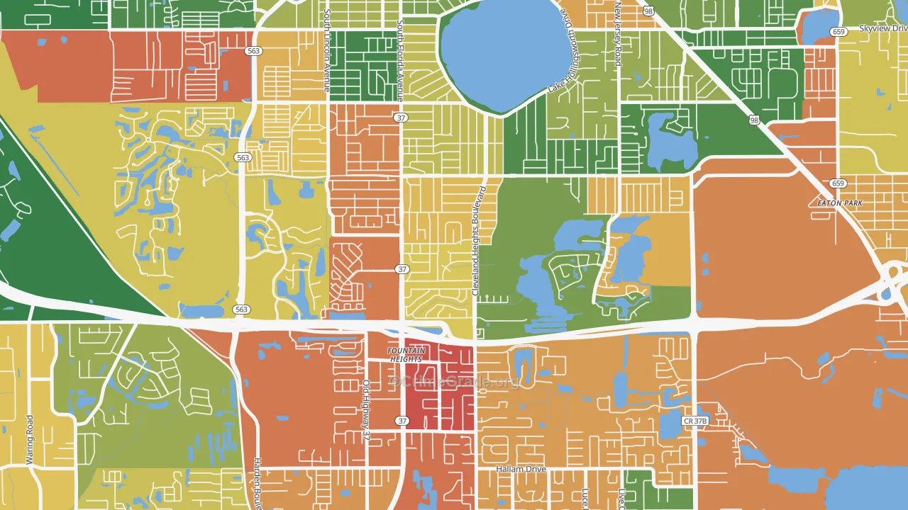 Cleveland Heights, Lakeland, FL Map of Arson Rates