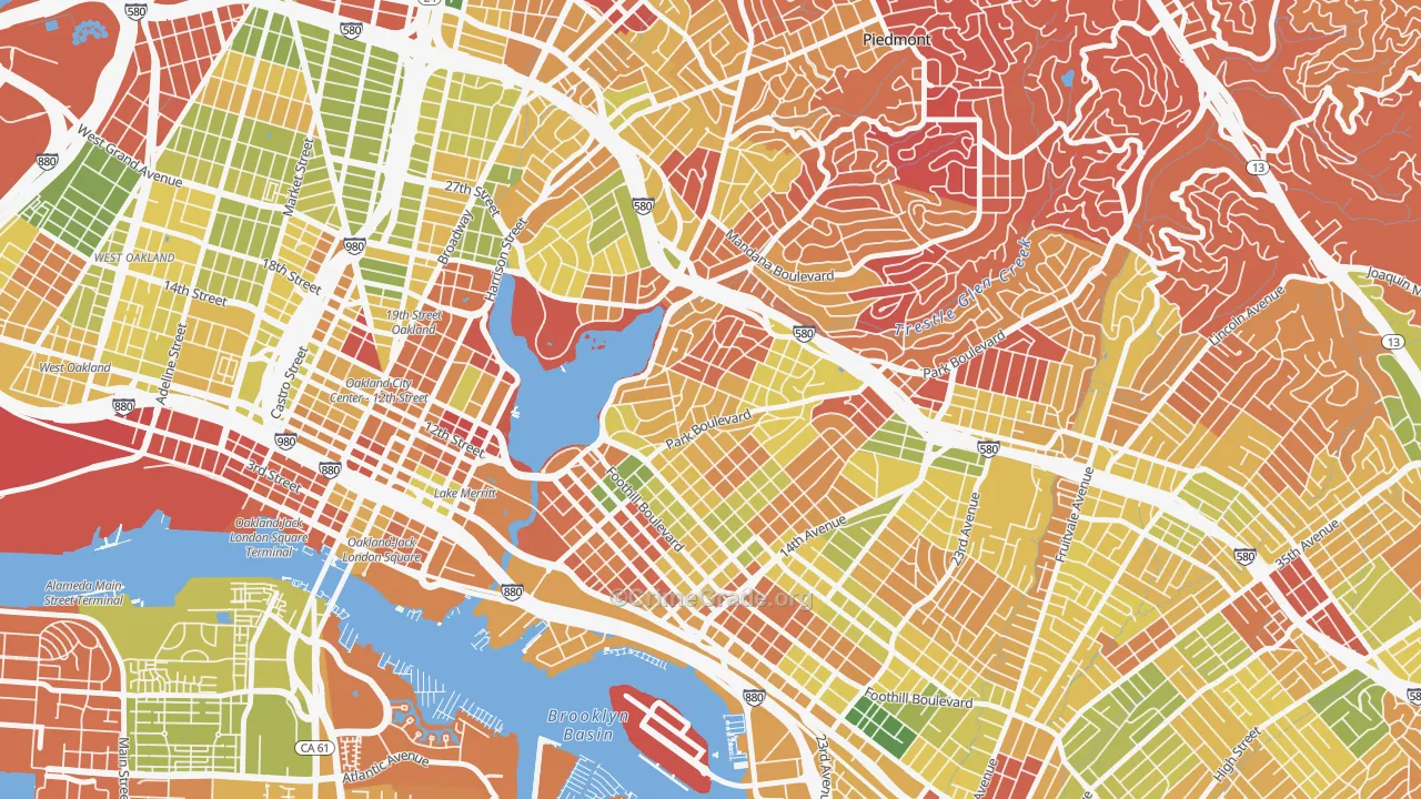 Cleveland Heights, Oakland, CA Map of Arson Rates