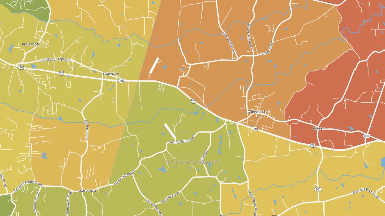 Cleveland, NC Map of Arson Rates