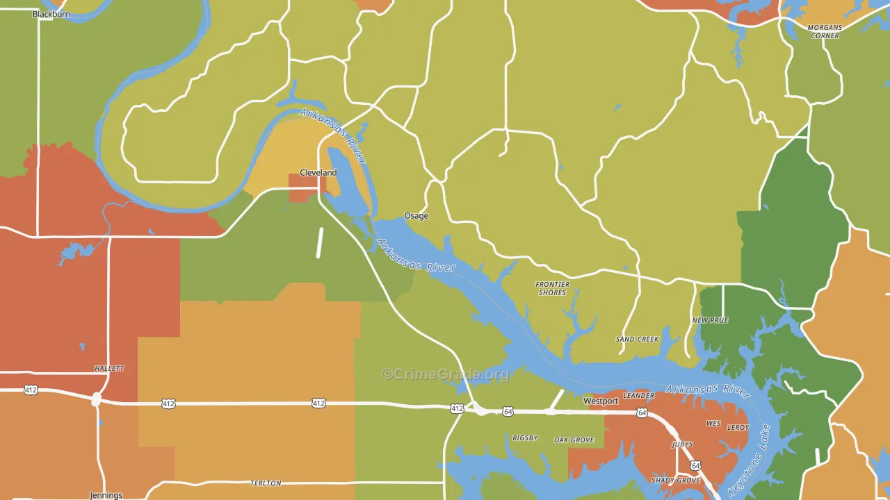 Cleveland, OK Map of Arson Rates