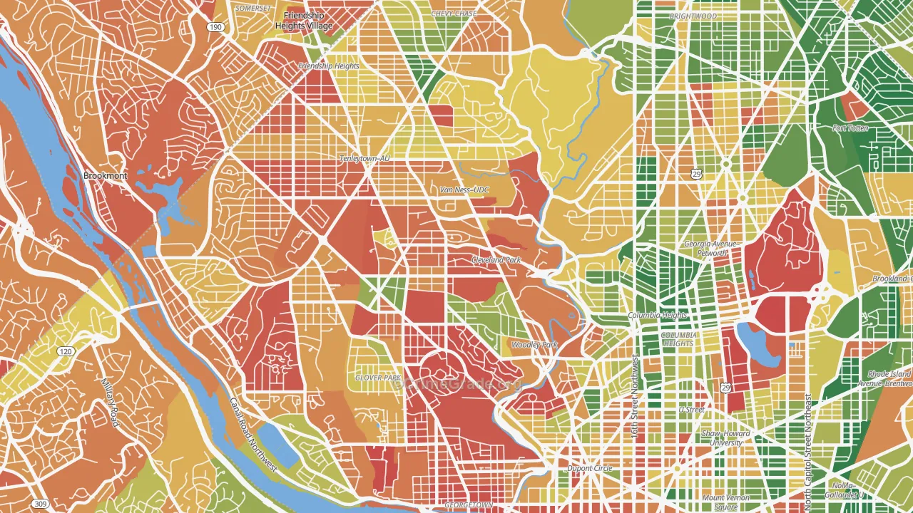 Cleveland Park, Washington, DC Map of Arson Rates