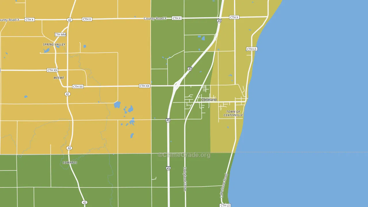 Cleveland, WI Map of Arson Rates