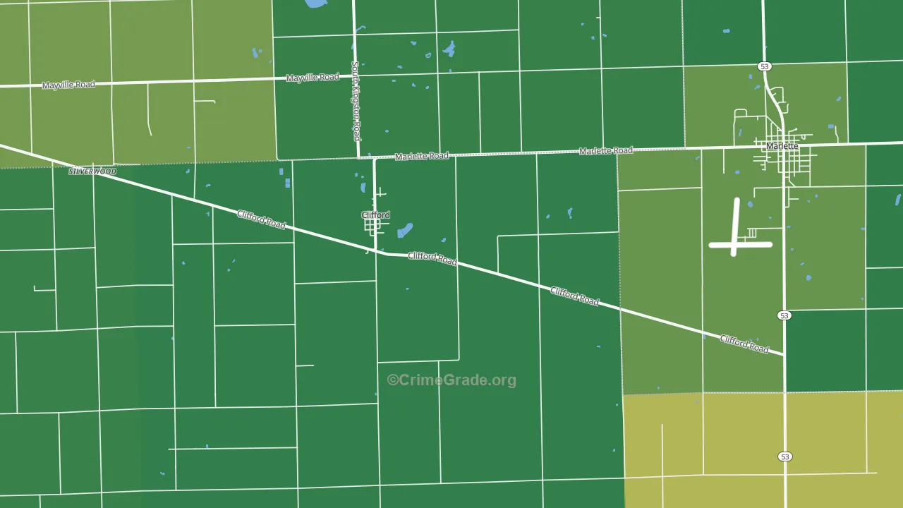 Clifford, MI Map of Arson Rates