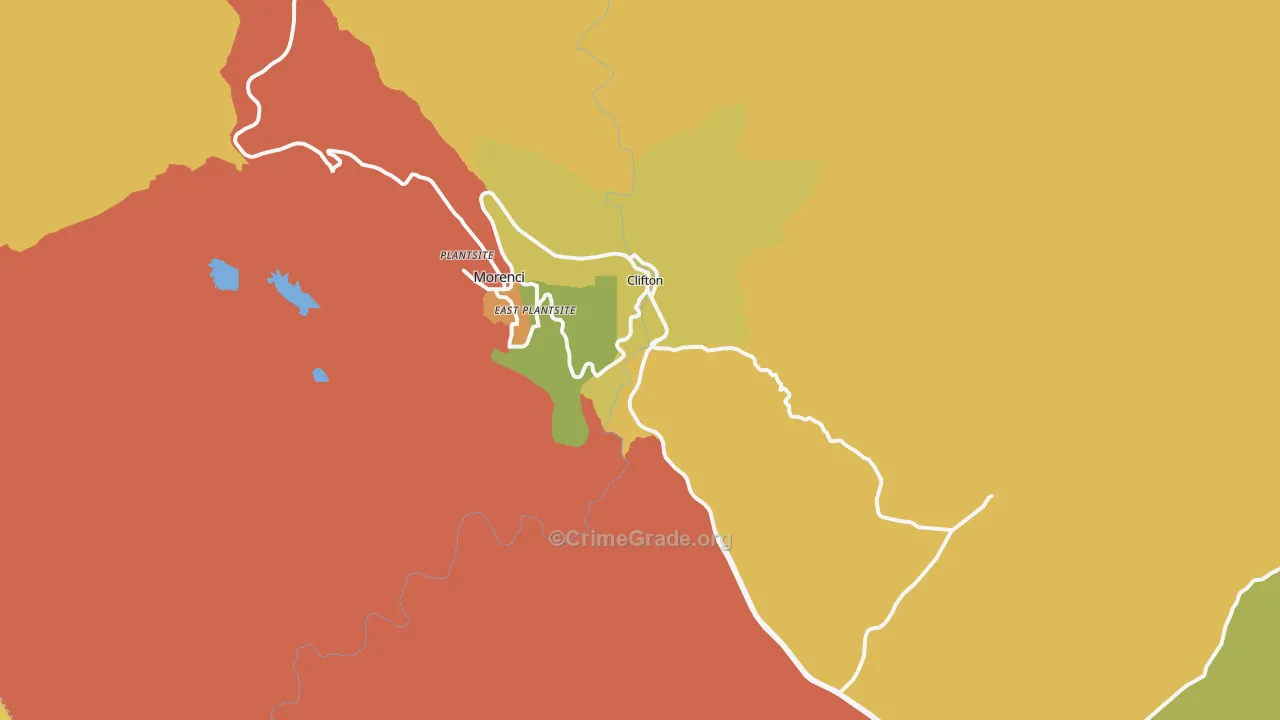 Clifton, AZ Map of Arson Rates