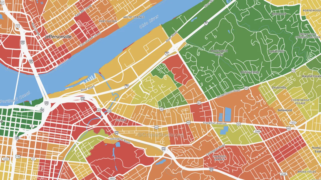 Clifton Heights, Louisville, KY Map of Arson Rates