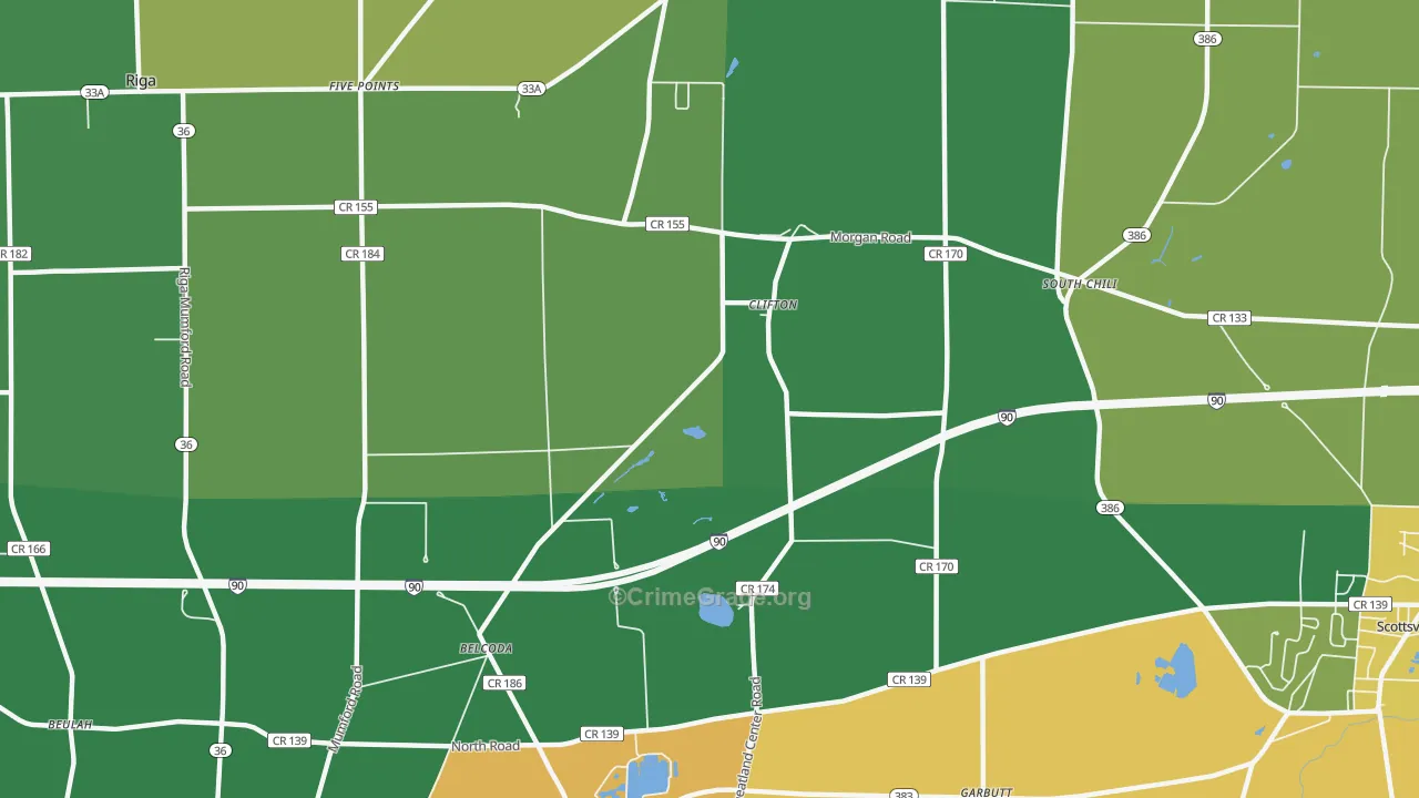 Clifton, NY Map of Arson Rates