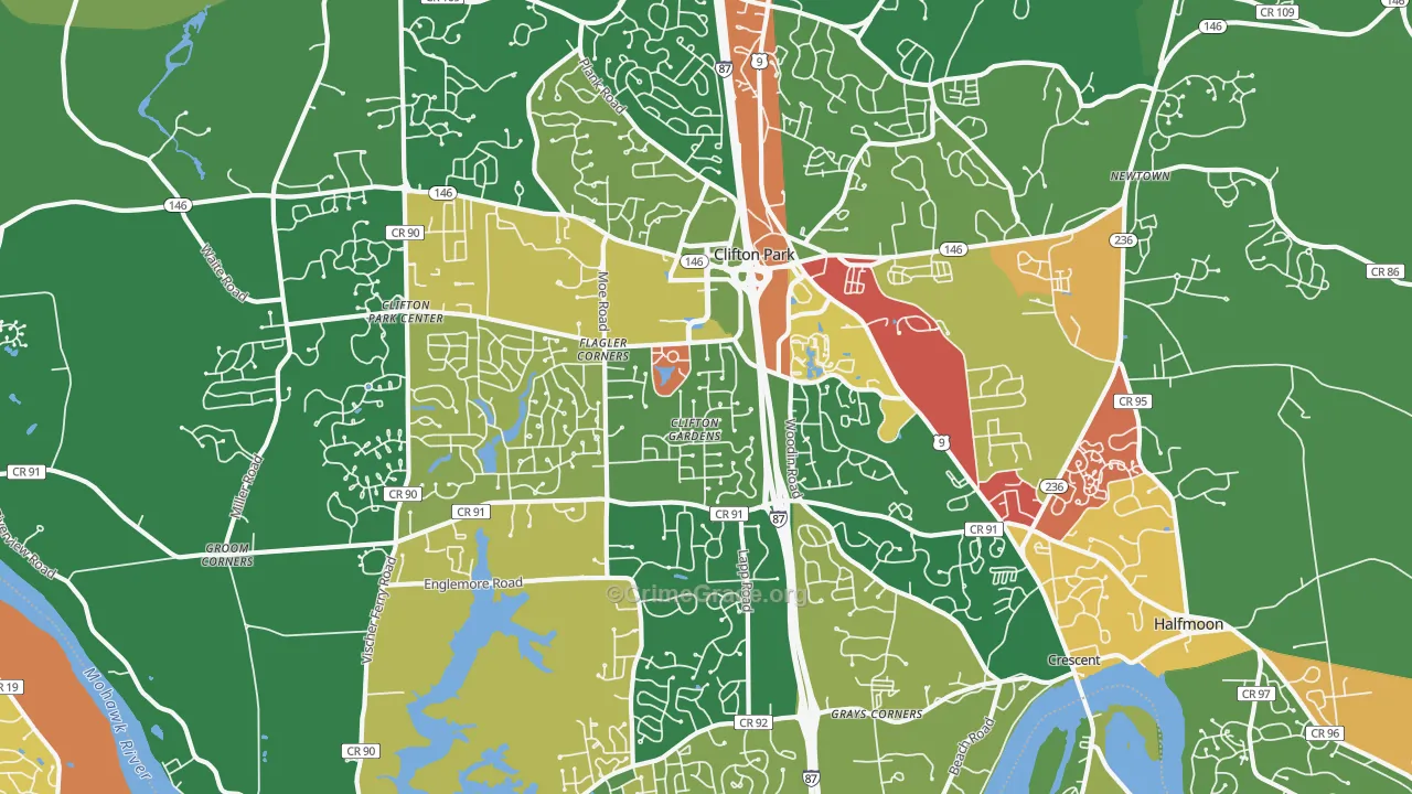 Clifton Park, NY Map of Arson Rates