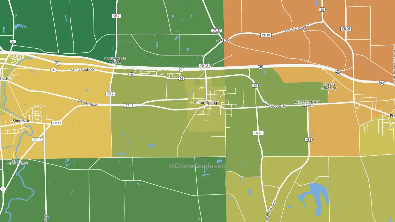 Clifton Springs, NY Map of Arson Rates