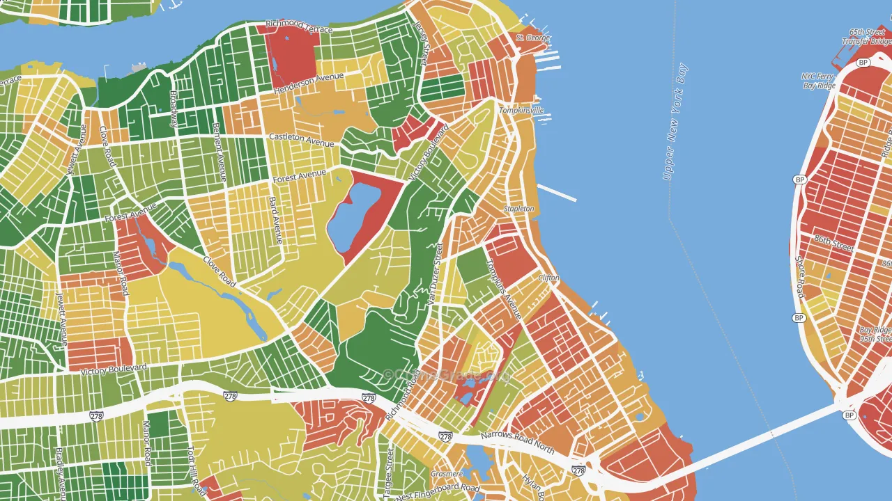 Clifton, Staten Island, NY Map of Arson Rates