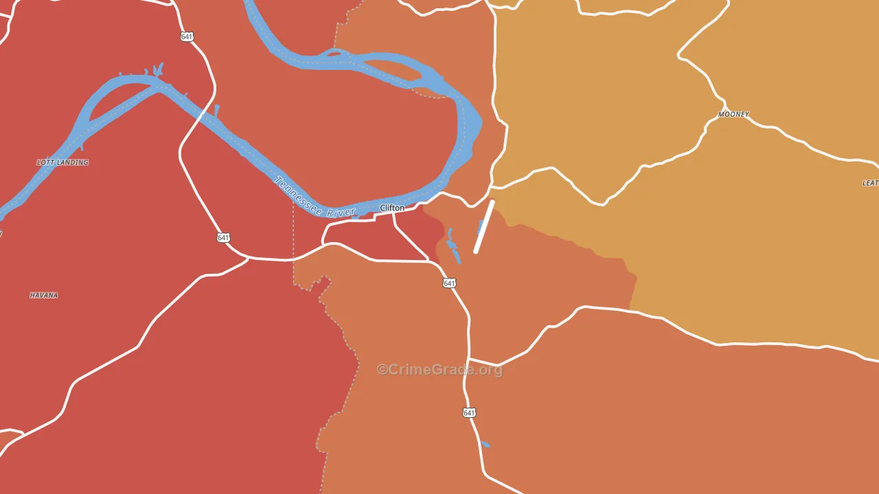Clifton, TN Map of Arson Rates