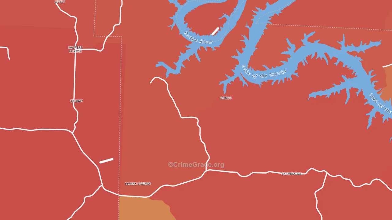 Climax Springs, MO Map of Arson Rates