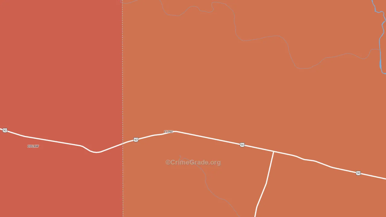 Cline, TX Map of Arson Rates