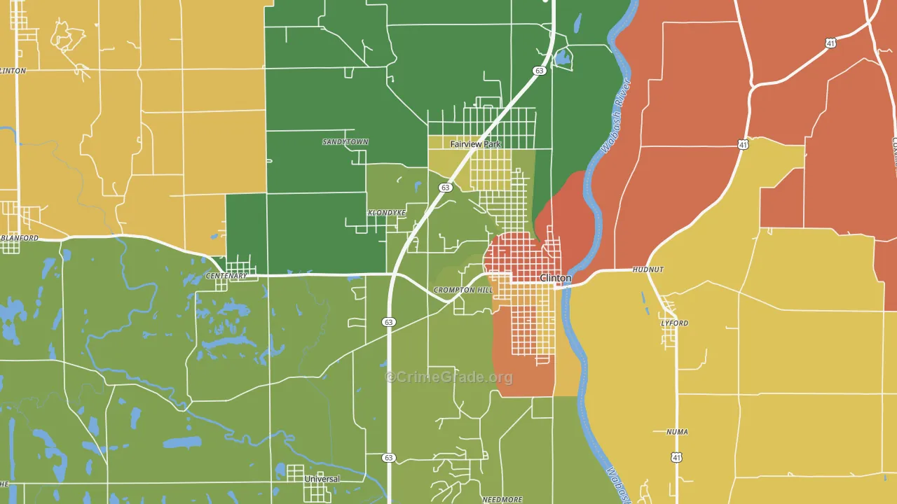 Clinton, IN Map of Arson Rates