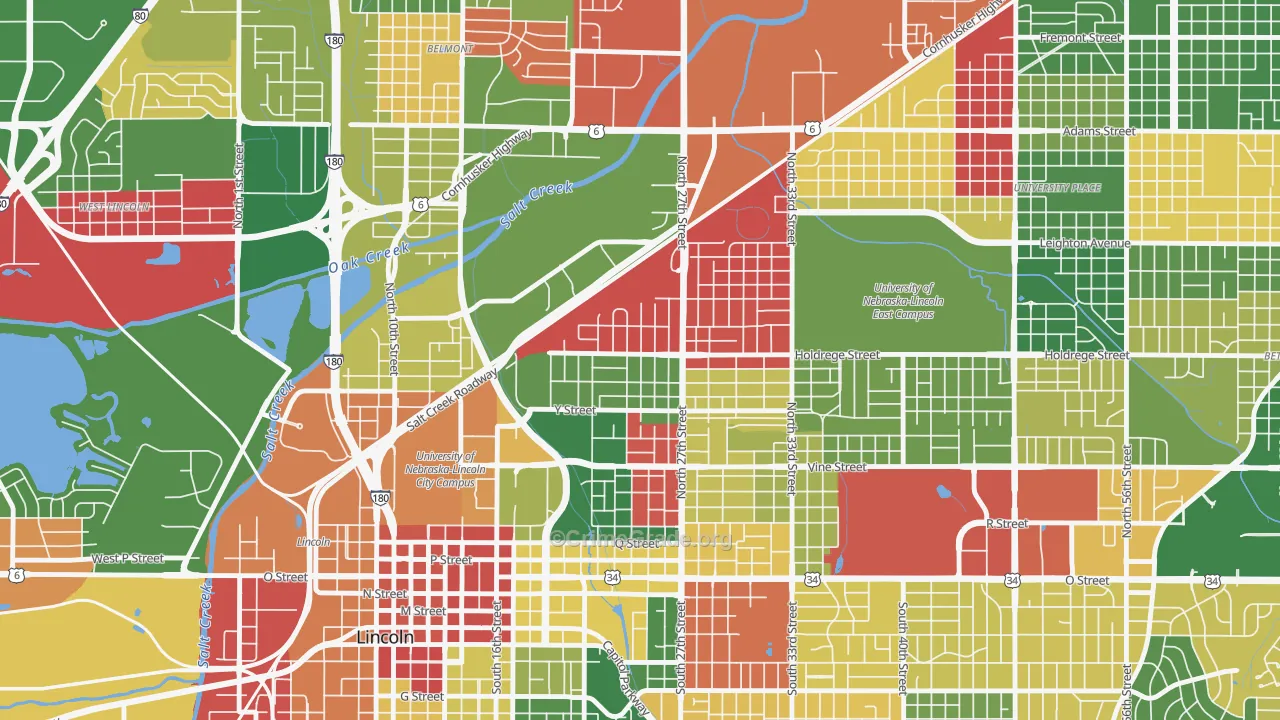 Clinton, Lincoln, NE Map of Arson Rates
