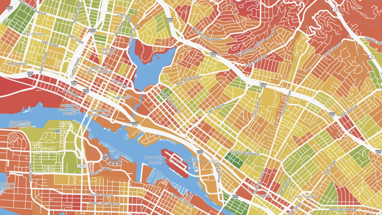 Clinton, Oakland, CA Map of Arson Rates
