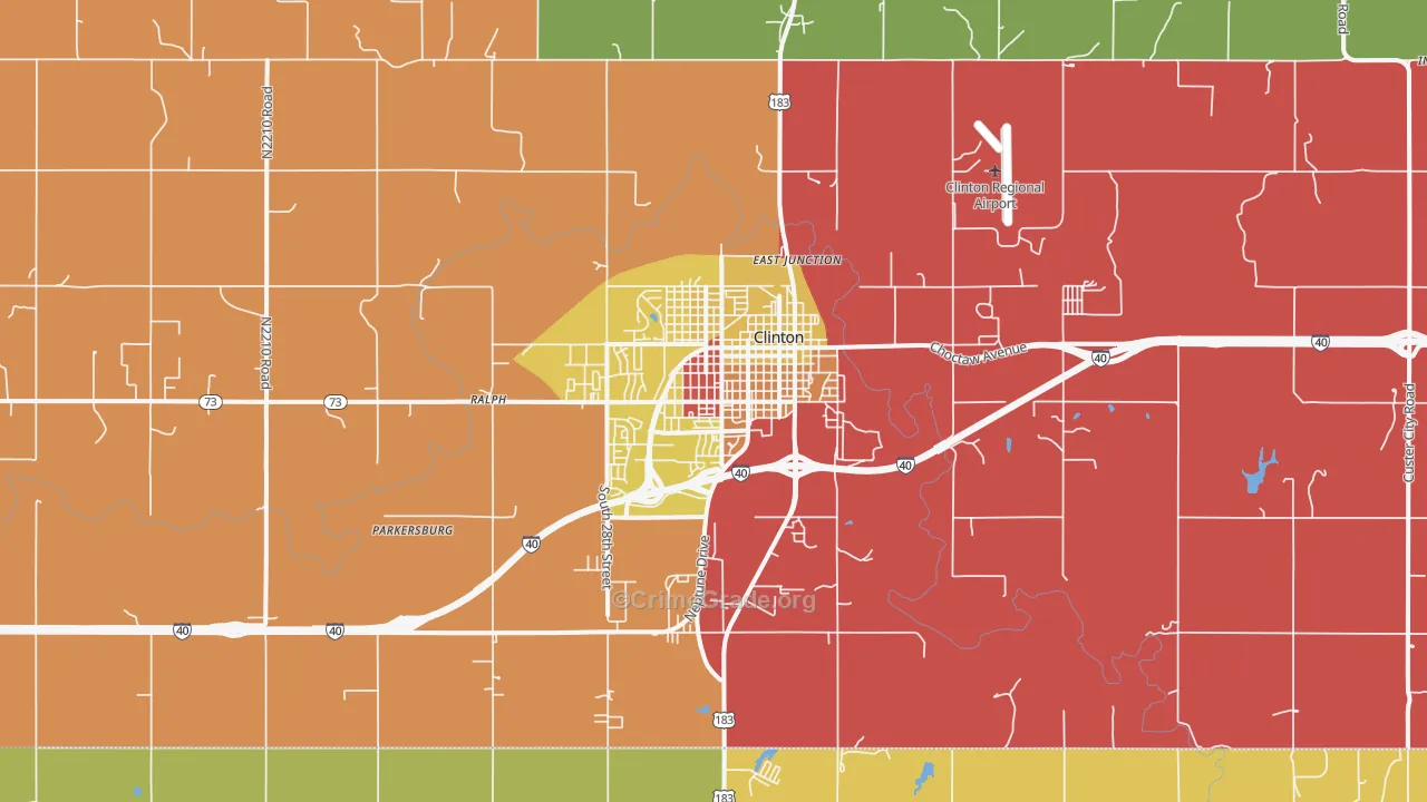 Clinton, OK Map of Arson Rates