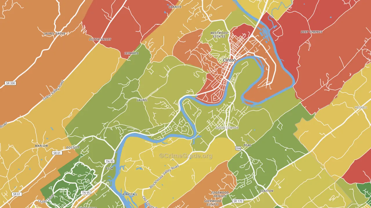 Clinton, TN Map of Arson Rates