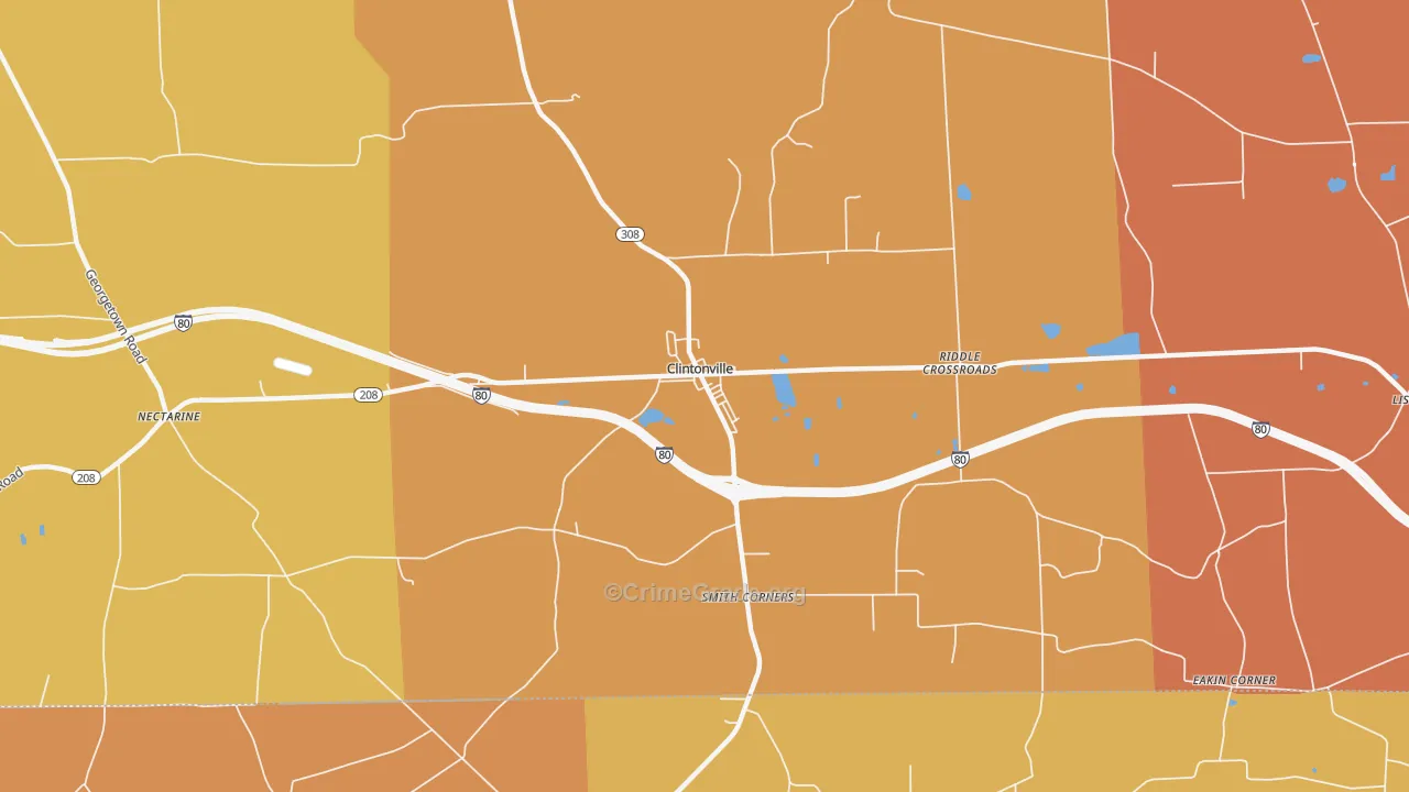 Clintonville, PA Map of Arson Rates