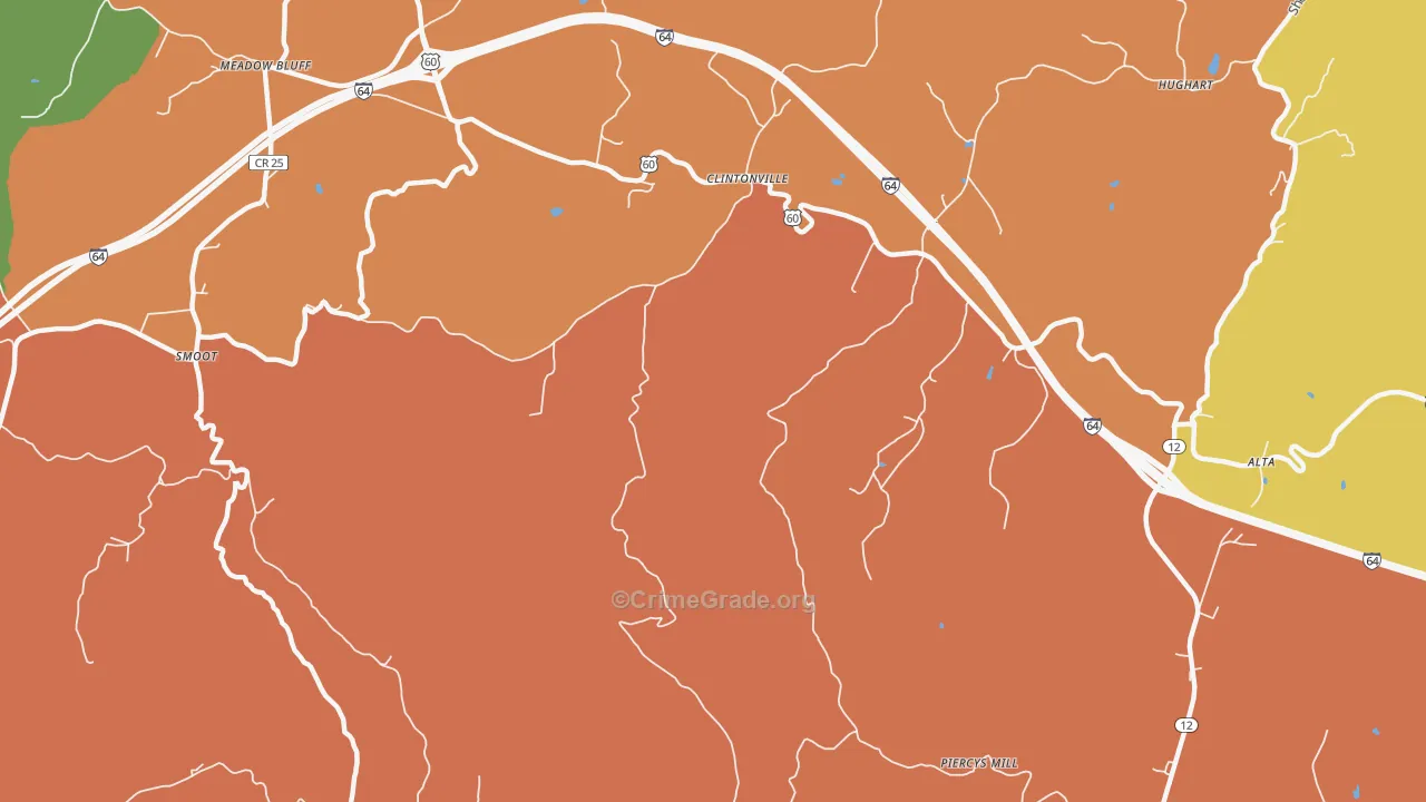 Clintonville, WV Map of Arson Rates