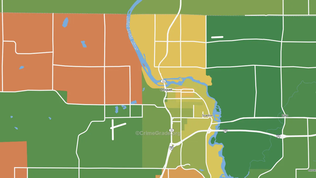 Cloquet, MN Map of Arson Rates