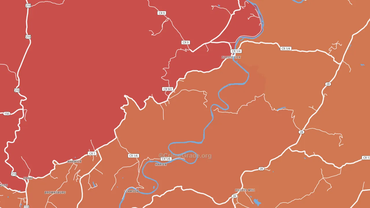 Clover Lick, WV Map of Arson Rates