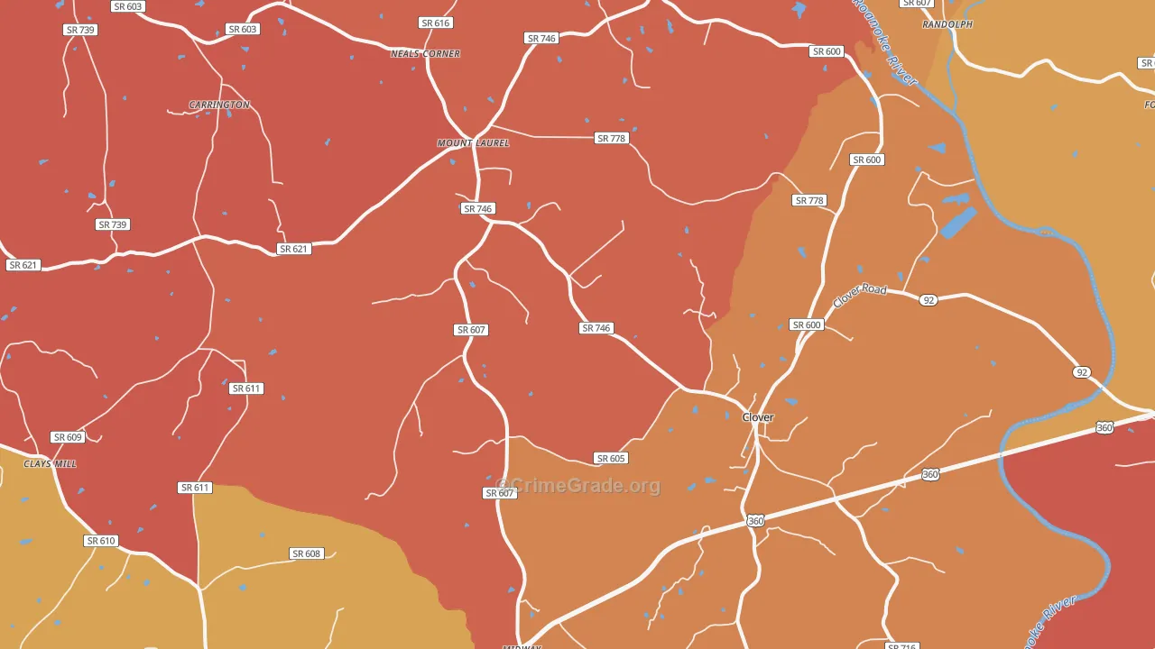 Clover, VA Map of Arson Rates