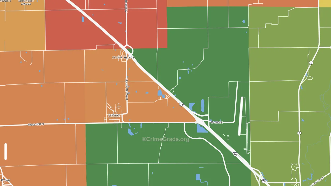 Clover Village, IN Map of Arson Rates